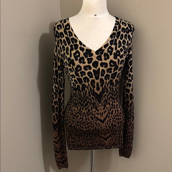 Buffalo Knit Leopard VNeck Sweater Size Small - Picture 1 of 3